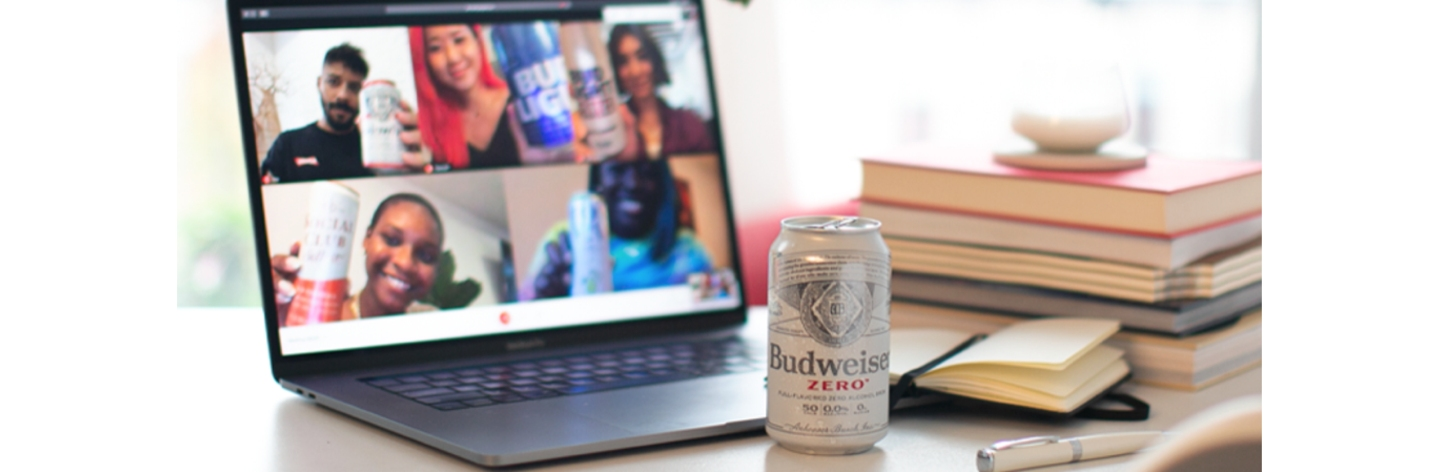 Online group call with non-alcoholic beverages
