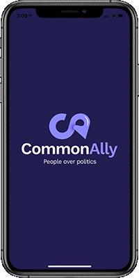 An animated GIF image showing several screens from the CommonAlly application